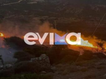 Φωτιά στην Εύβοια: Στις φλόγες οι Ραπταίοι! Πνέουν ισχυροί άνεμοι – Στη μάχη της κατάσβεσης και εθελοντές