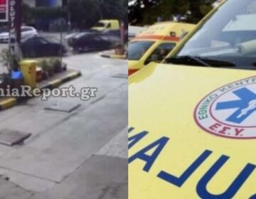 Ατύχημα στην Λαμία: Καρέ – καρέ η εκτροπή αυτοκινήτου στη στροφή κεντρικού δρόμου