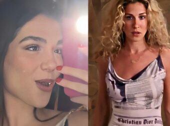 Η Ελληνίδα Κάρι Μπράντσο: Η Μελίνα Νικολαΐδη φόρσε το θρυλικό φόρεμα-εφημερίδα