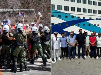 Δύο κόσμοι στη Ρόδο για τους Ισραηλινούς τουρίστες: Συγκέντρωση και συλλήψεις – Υποδοχή με γλυκά και κεράσματα
