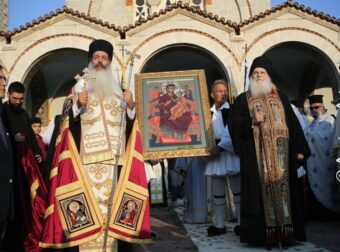 Υποδοχή της Ιεράς Εικόνος της Παναγίας Παντανάσσης στη Μαλεσίνα από την Ιερά Μεγίστη Μονή Βατοπαιδίου