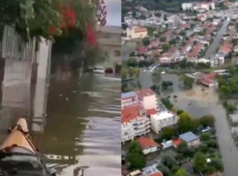 «Βούλιαξε» το Μεσολόγγι από την κακοκαιρία – Kάτοικοι βγήκαν στους πλημμυρισμένους δρόμους με κανό