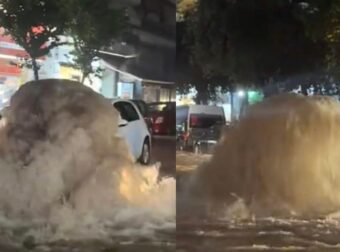 Γέμισε «σιντριβάνια» η Αθήνα από καπάκια φρεατίου που «έσκασαν» λόγω της κακοκαιρίας Byron