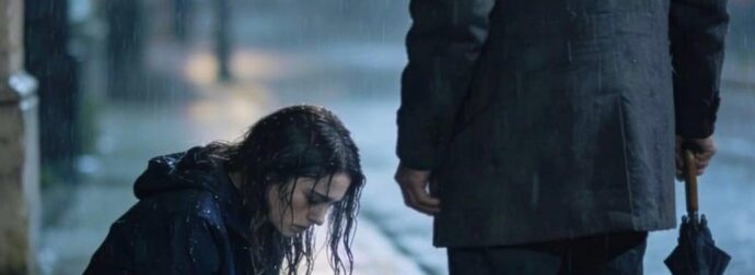 Βρήκα την κόρη μου γονατισμένη στη βροχή, τιμωρημένη από τον σύζυγό της απλώς επειδή αγόρασε ένα φόρεμα. Μέσα άκουγα εκείνον και την οικογένειά του να γελούν. Τη σήκωσα όρθια, κλώτσησα την πόρτα και είπα πέντε λέξεις που δεν θα ξεχάσουν ποτέ.