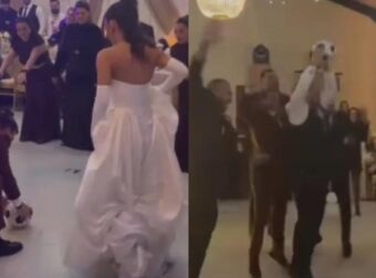 Γάμος Κατσούλη & Ρουμελιώτη: Η νύφη έβαλε «γκολ» στον γαμπρό – Βίντεο από το γαμήλιο γλέντι