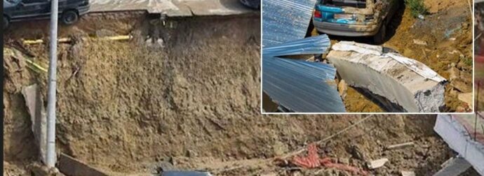 Σοκ σε ελληνική πόλη: Δρόμος υποχώρησε και «ρούφηξε» αυτοκίνητο – Βίντεο από την πτώση στο κενό