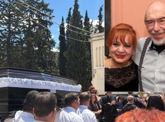 Θλίψη στην κηδεία του ηθοποιού Σωτήρη Τσόγκα – Συντετριμμένη η σύζυγός του, Μαίρη Ραζή