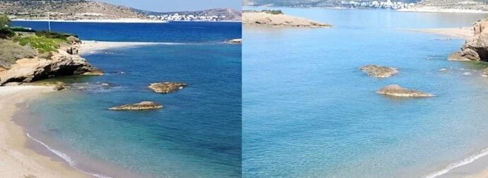 Γαλαζοπράσινα, πεντακάθαρα νερά, ήσυχο τοπίο και μοναδική θέα – Η κρυφή παραλία στην Αττική, μόλις 45 λεπτά από το κέντρο της Αθήνας