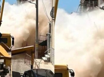 Καρέ-καρέ η στιγμή που καταρρέει η πολυκατοικία στα Πετράλωνα – Η στιγμή που γέρνει και πέφτει