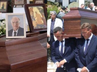 Θρήνος στην κηδεία του Βασίλη Λεβέντη: Συγκλονισμένοι η σύζυγος και ο γιος του  στο τελευταίο αντίο 