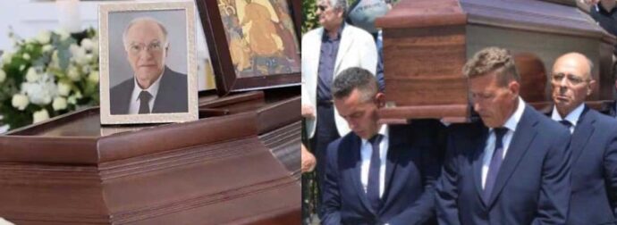 Θρήνος στην κηδεία του Βασίλη Λεβέντη: Συγκλονισμένοι η σύζυγος και ο γιος του  στο τελευταίο αντίο 