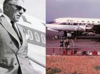 Ιστορική φωτογραφία από το γεύμα που απολάμβαναν οι επιβάτες τη χρυσή εποχή της Ολυμπιακής Αεροπορίας